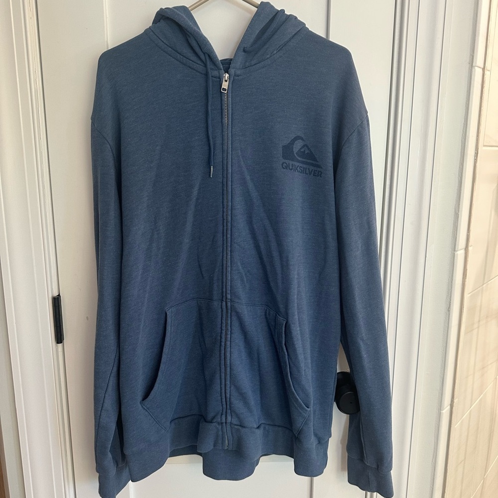 Quiksilver Vintage Denim Blue Logo Full Zip Hoodie